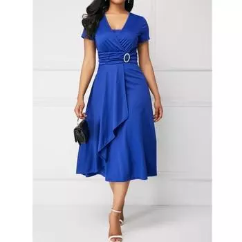 Женское сексуальное платье Vogue с асимметричным подолом и v-образным вырезом, платье больших размеров Eleagnt, вечерние платья для вечеринок XXL синий