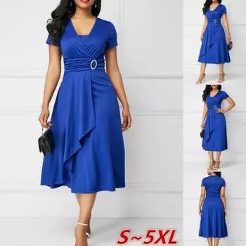 Женское сексуальное платье Vogue с асимметричным подолом и v-образным вырезом, платье больших размеров Eleagnt, вечерние платья для вечеринок S