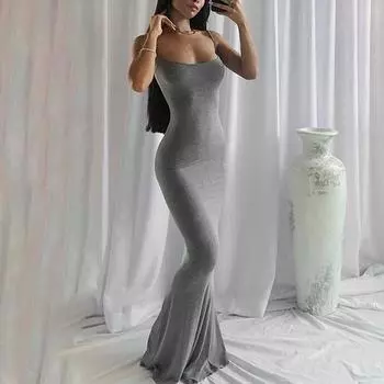 Женское сексуальное платье, вечернее платье, повседневный тонкий домашний комбинезон на подтяжках, длинная юбка, женская XXXL чёрный