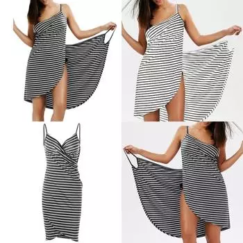 Женское сексуальное пляжное платье с v-образным вырезом на подтяжках, летний купальник с открытой спиной, халат с запахом, женская тропическая одежда 3XL чёрный