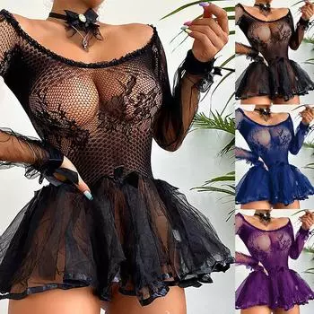 Женское сексуальное прозрачное кружевное мини-платье Babydoll, одежда для сна, нижнее белье S
