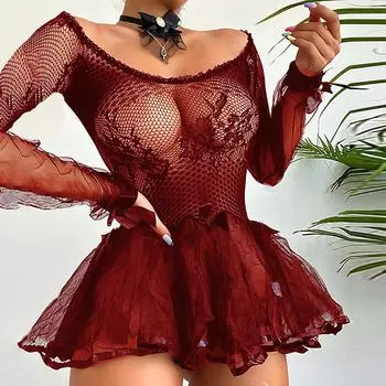 Женское сексуальное прозрачное кружевное мини-платье Babydoll, одежда для сна, нижнее белье S