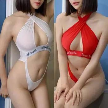 Женское сексуальное прозрачное нижнее белье, боди-стринги, купальник-бикини, прозрачный комбинезон с открытой спиной, купальник One Size