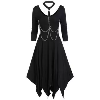 Женское сексуальное ретро платье на Хэллоуин в готическом стиле с подтяжками и рукавами-трубами на бедрах L чёрный