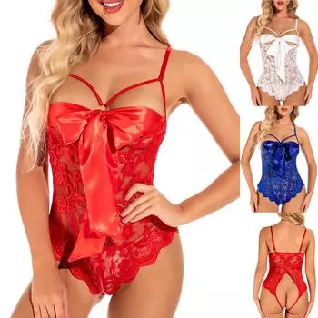 Женское сексуальное сетчатое галстук-бабочка без стального кольца с открытой промежностью, цельное нижнее белье M