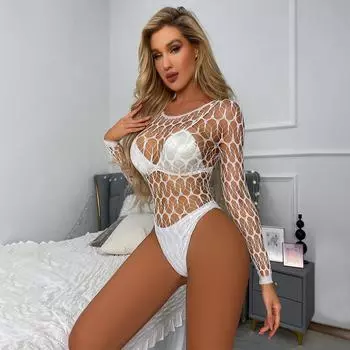 Женское сексуальное сетчатое нижнее белье с длинным рукавом, обтягивающий сетчатый топ, прозрачные бюстгальтеры, пижамы для косплея, эротический костюм
