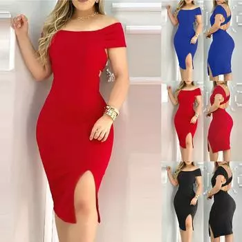 Женское сексуальное свободное платье миди с открытыми плечами и открытой спиной, вечернее платье, коктейльные платья L чёрный