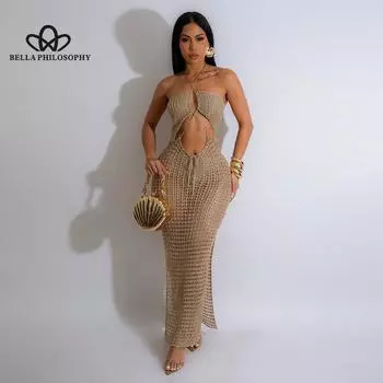 Женское сексуальное трикотажное платье без рукавов, женское вечернее платье для ночного клуба, длинное платье в стиле коктейльной вечеринки S серый