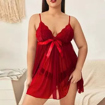 Женское сексуальное женское белье Babydoll Ночная рубашка Пижамы Стринги Ночное платье 2XL красный
