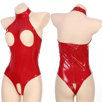 Женское сексуальное женское белье, бикини, Тедди, купальник без вырезов, кожаный боди из ПВХ, Клубная одежда, костюм для ночного клуба S