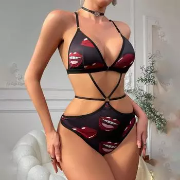 Женское сексуальное женское белье, Цельная красивая пижама с мультяшным эластичным бельем L