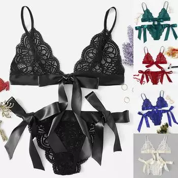 Женское сексуальное женское белье, кружевной трехточечный большой галстук-бабочка, разделенный костюм из двух частей XXL