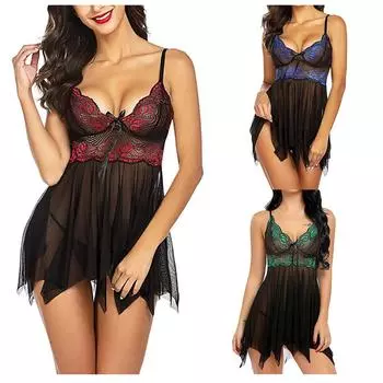 Женское сексуальное женское белье, кружевной бюстгальтер и трусики, сетчатое нижнее белье Babydoll S