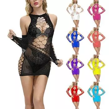 Женское сексуальное женское белье, многоцветная кружевная ажурная сумка, большой эластичный сетчатый костюм One Size