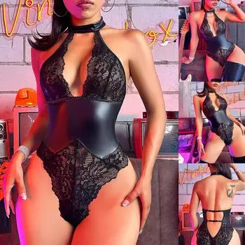 Женское сексуальное женское белье, облегающее цельное кожаное нижнее белье на слинге One size