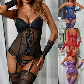 Женское сексуальное женское белье, однотонные чулки с подвязками, сексуальный костюм L