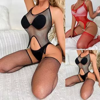 Женское сексуальное женское белье, полые трусики с бантом, ночная рубашка, комплект с кружевной строчкой One Size