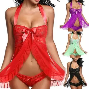 Женское сексуальное женское белье, сетчатая однотонная ночная рубашка, пижама на подтяжках XL