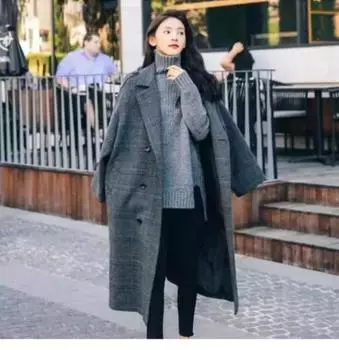 Женское шерстяное пальто длиной до колена на осень и зиму, весеннее пальто с длинными рукавами для поездок на работу 4XL