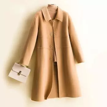 Женское шерстяное пальто MODERN NEW SAGA 100% шерсть зимнее теплое шерстяное длинное пальто бушлат осенняя шерстяная длинная куртка S чёрный