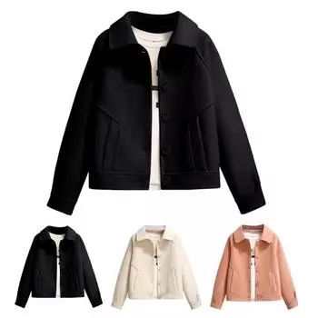 Женское шерстяное пальто осень-зима с боковыми карманами, с капюшоном, однобортное, в свободную клетку M чёрный