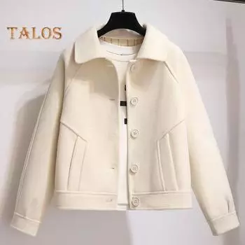 Женское шерстяное пальто осень-зима с боковыми карманами, однобортное, с капюшоном, свободное, в клетку, средней длины, плотное, сохраняющее тепло, пальто для поездок на работу, свиданий, путешествий M чёрный