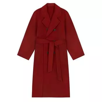 Женское шерстяное пальто средней длины с добавлением хлопка, утолщенное, новый стиль, шерстяное пальто на осень и зиму S чёрный