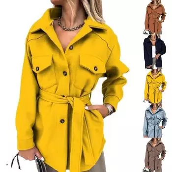 Женское шерстяное пальто-тренч с карманами и пуговицами на лацканах, топы, теплая короткая зимняя куртка, куртки для женщин XXL чёрный