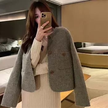 Женское шерстяное пальто в стиле Майяра с ароматом, модное, свободное, в иностранном стиле, утягивающее и маленькое S