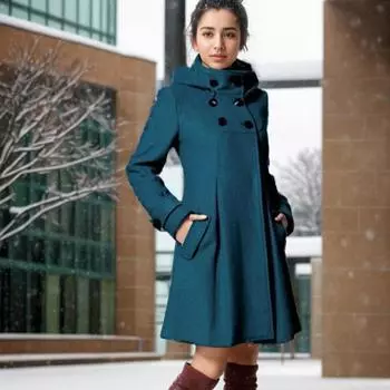 Женское шерстяное пальто Женское шерстяное пальто средней и длинной длины с капюшоном S