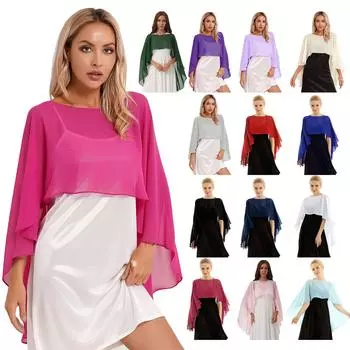 Женское шифоновое болеро, элегантное мягкое свадебное накидка для выпускного вечера, вечерние платья с шалью One Size серый