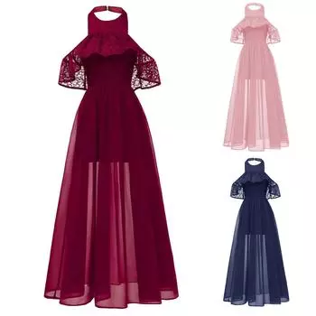 Женское шифоновое платье с накидкой и открытой спиной, кружевное вечернее платье XXL