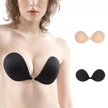 Женское силиконовое нижнее белье с круглой чашкой, собранный бюстгальтер Nature A чёрный