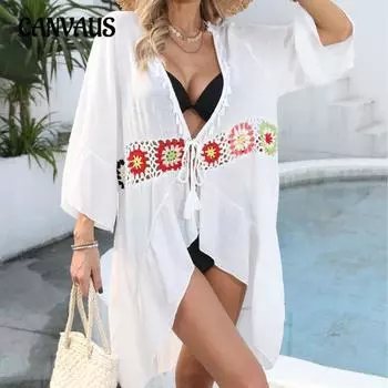 Женское солнцезащитное платье-накидка с застежкой-молнией и принтом листьев лотоса one size чёрный