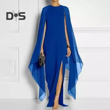 Женское сплошное шифоновое платье макси с круглым вырезом и нерегулярным разрезом, шаль, дизайнерское платье, платье с разрезом по бокам, облегающее шифоновое вечернее платье 3XL фиолетовый