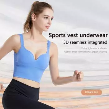 Женское спортивное нижнее белье без маркировки 3D, женское высокопрочное противоударное противопровисающее нижнее белье со сборками для фитнеса, интегрированный жилет для йоги с красивой спиной M