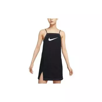 Женское спортивное повседневное платье с контрастной строчкой Nike Color-Block, черное DM6743-010 S