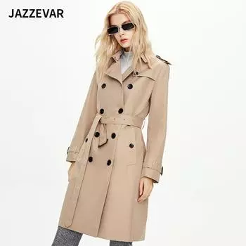 Женское среднее и длинное двухрядное пальто цвета хаки в британском стиле, женская осенне-зимняя ветровка XXXL хаки