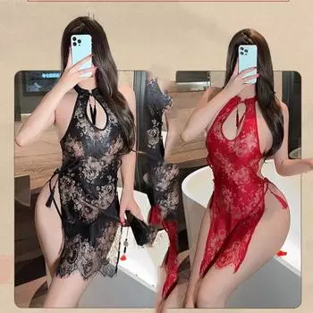 Женское старинное веселое кружевное платье-чеонгсам с высоким разрезом, сексуальное нижнее белье, эротическая женская страстная юбка для вечеринки One Size