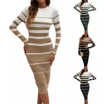 Женское стильное, элегантное, удобное и повседневное платье приталенного кроя с длинными рукавами контрастного цвета S чёрный