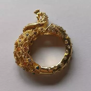 Женское стильное кольцо с павлином, инкрустированное драгоценным камнем, обручальное ювелирное изделие, подарок US 10