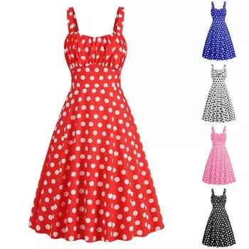 Женское стильное платье-комбинация, симпатичное облегающее платье-комбинация в горошек S красный