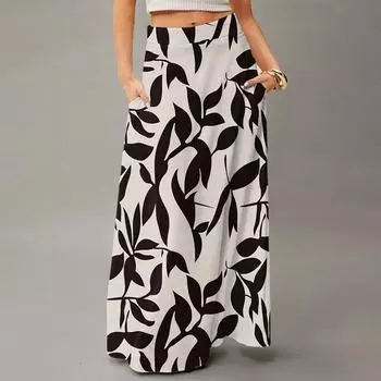 Женское струящееся платье макси, обычная повседневная летняя юбка в стиле бохо L бежевый