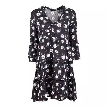 Женское струящееся платье с цветочным принтом и рукавом 3/4 VERO MODA XS чёрный