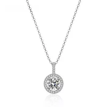 Женское свадебное ожерелье из стерлингового серебра S925, цвет D, ожерелье из муассанита 1 карат, роскошная круглая подвеска в виде сумки, модные ювелирные изделия