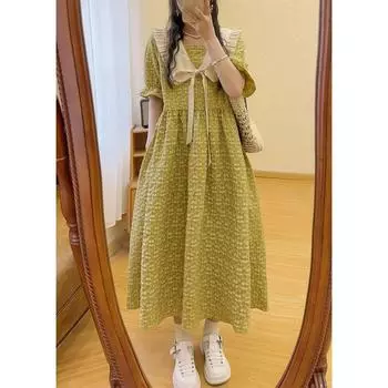 Женское свободное летнее однотонное платье больших размеров, повседневные платья с французскими коленными лацканами, милые платья 5XL чёрный