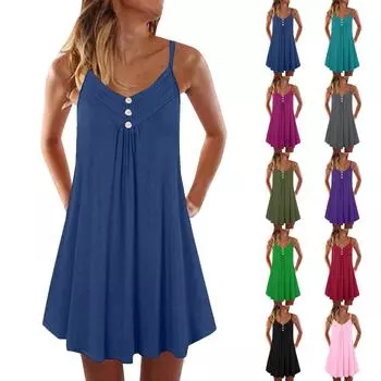 Женское свободное однотонное платье-комбинезон с V-образным вырезом и пуговицами на пуговицах L армия зеленый