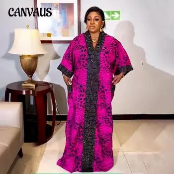 Женское свободное платье больших размеров с принтом и карманами. One Size синий