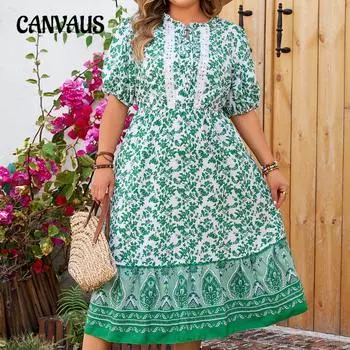 Женское свободное платье больших размеров, длинное длинное платье с v-образным вырезом и принтом, темперамент