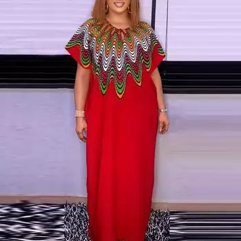 Женское свободное платье большого размера с круглым вырезом и коротким рукавом с принтом M оранжевый